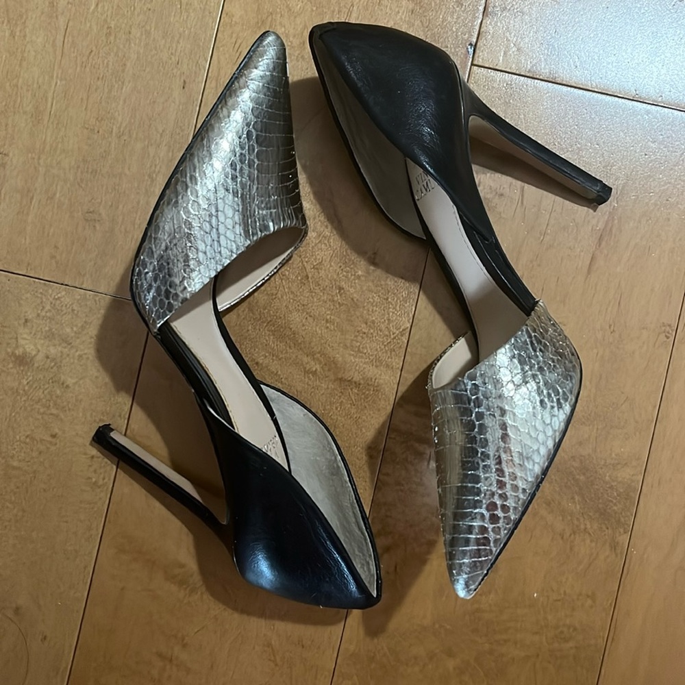 Vince Camuto Black and Silver Stiletto Heels - Picture 1 of 3